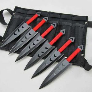 Throwing knives Kunai 6 pieces with leg sheath Kami TR 02